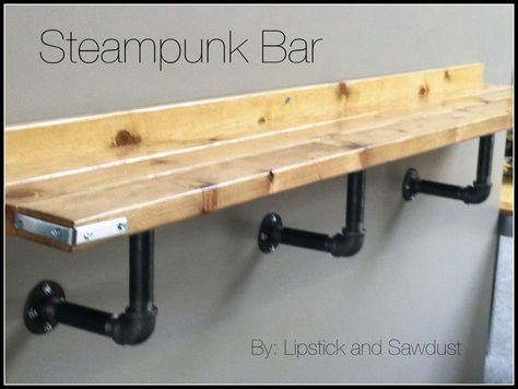 BARRA PARA PARED Steampunk Bar, Steampunk Furniture, High Top Tables, Pub Set, Window Ledge, Pub Table Sets, Pipe Furniture, Kitchen Tables, Basement Bar