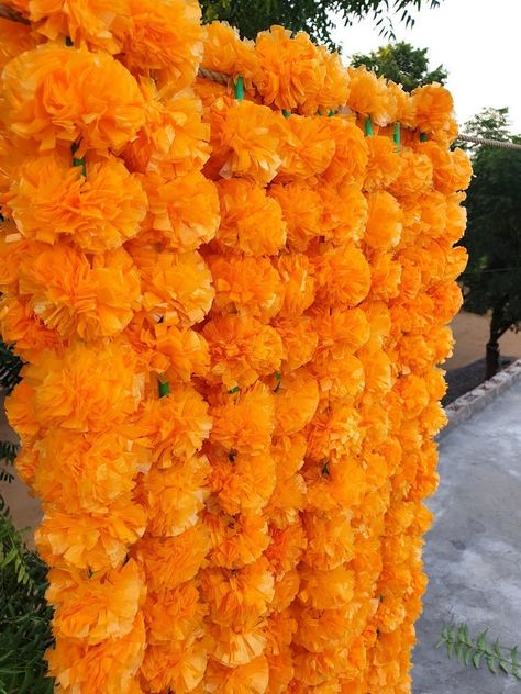 Wholesale Lot Artificial Light Orange Marigold Flower decor Garlands Vine Wedding Indian Event Decoration Flowers Strings Mehndi Decorations Indian Marigold, Mehndi Decorations, Marigold Flower Garland, Marigold Garland, Artificial Decoration, Indian Decoration, Mango Color, Mehndi Party, Vine Wedding