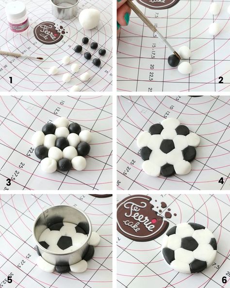 Kue Fondant, Toppers Cupcakes, Soccer Ball Cake, Flori Fondant, Tårta Design, Deco Cupcake, Torte Creative, Soccer Cake, Ball Cake