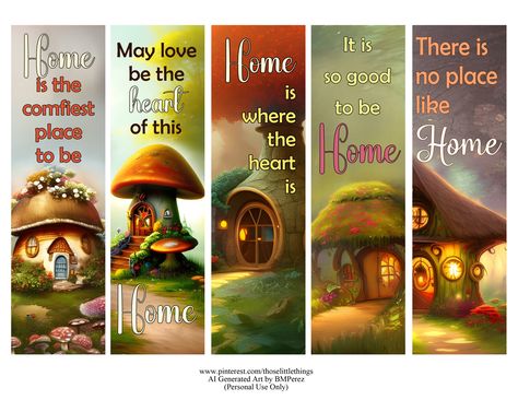 Fairy Mushroom Gnome House Fairy Home Family Quotes - Fairies Bookmark - Bookmarks - Free Digital Collage Sheet - Free Printable Bookmarks - Marcalibros Imprimible Gratis #freeprintable #freebookmarks #freeprintablebookmarks #freebookmark #marcalibrosgratis #casadehadas #fairyhouse Mushroom Gnome, Free Printable Bookmarks, Fairy Mushroom, Fairy Home, Printable Bookmarks, Free Printable Art, Gnome House, Mushroom House, Bookmarks Printable