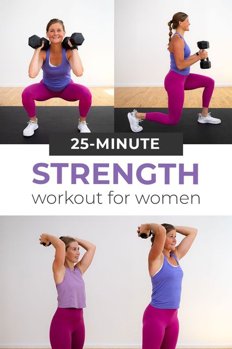 Strength Training With Free Weights, 30 Min Dumbell Workout For Women, At Home Strength Workout, 20 Minute Dumbbell Workout, Beginner Full Body Dumbbell Workout, Beginner Dumbell Workout For Women, Free Weights Workout For Women, Dumbbell Workout For Beginners, Low Impact Strength Training