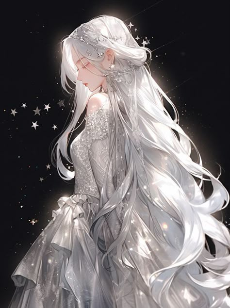 Royal Anime Woman, White Hair Anime Female, White Hair Anime Woman, White Haired Anime Female, Anime White, Long White Hair, Star Goddess, Queen Anime, Snk Cosplay