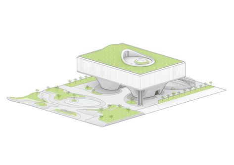 LAND Community Center / EID Architecture | ArchDaily Architecture Axonometric, Green Architecture Concept, Shelter House, Dune House, Architecture Site Plan, Community Activities, Digital Fabrication, Architectural Section, Multipurpose Room