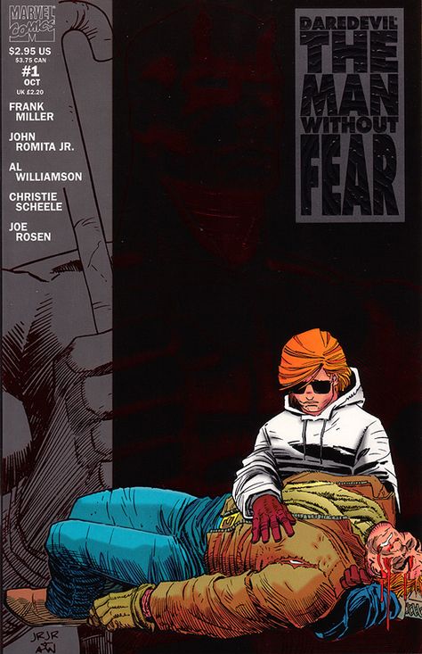 Daredevil "The Man Without Fear" 1 - Frank Miller, John Romita Jr., Al Williamson, Christine Scheele. Joe Rosen Daredevil The Man Without Fear, Daredevil Man Without Fear, Frank Miller Art, The Man Without Fear, Daredevil Comic, John Romita Jr, Frank Cho, Marvel Daredevil, Frank Miller