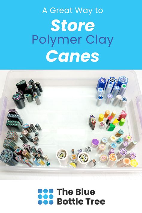 Polymer Clay Tips, Blue Bottle Tree, Cheap Picture Frames, Clay Tips, Scrapbook Box, Bottle Tree, Clay Canes, Polymer Clay Cane, Poly Clay