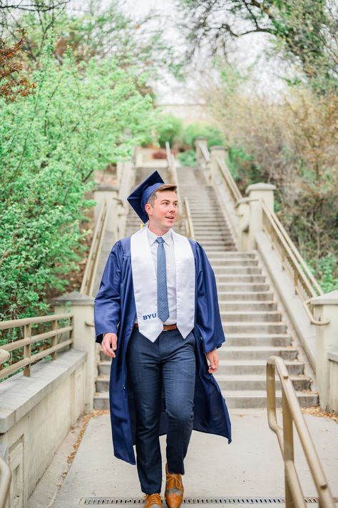 Graduation Photos at BYU | Rexburg Graduation Photographer | Parker & Abbey | parkerandabbey.com Byu Graduation Pictures, Graduation Photos Guys, Guy College Graduation Pictures, Boy Cap And Gown Pictures, College Graduation Pictures Men, Men’s Graduation Photoshoot, Men’s Graduation Photos, Graduation Pictures Guys, Uncc Graduation