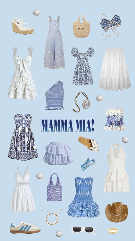 Mamma mia! vibes #mammamia #sea #greece #greek #fashion #outfits #inspiration #summer #outfitinspo #aesthetic #island #girl #coastal #coastalgrandaughter Mamma Mia Vibes, Greek Outfit, Mia Vibes, Aesthetic Island, Greece Outfit, Coastal Fashion, Island Outfit, Birthday Party Outfits, Party Fits