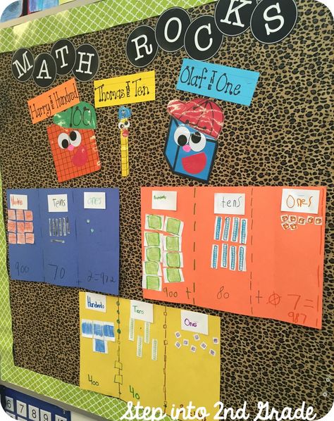 place value activity, base ten blocks, hundreds tens and ones, place value pals Base Ten Activities, Maths Working Wall, Maths Display, Teaching Place Values, Amy Lemons, Place Value Activities, 2nd Grade Activities, Math Place Value, Math Anchor Charts