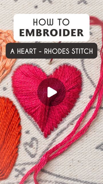 Stella Caraman on Instagram: "Learn how to embroider a heart - Rhodes Stitch ❣️  Our third tutorial and also a versatile stitch, the Rhodes Stitch is used to fill in square and circle shapes, but I found it so pretty for the heart shape. It’s quite fast to work and simpler than it looks. It helps create a more complex yet twisted-smooth pattern, perfect for our LOVE embroidery. ☀️ 💗  Tips & Tricks 💕:  💘 The secret here is to pay attention to the way each stitch is overlapping in the middle and guide it with your needle to get the look you want.  P.S: 2 weeks until love day! Will you be my Valentine? 🫶  Happy Stitching! 🥰  🧵 You can find all my patterns in my Etsy shop.  🧵 Subscribe to my newsletter to receive your free PDF pattern, along with all my tips, tricks, and exclusive disco How To Embroider A Heart, Embroider A Heart, Rhodes Stitch, Drawer Sachets, Embroidery Heart, Love Embroidery, Embroidery Tips, Embroidery Hearts, Embroidery Stitch