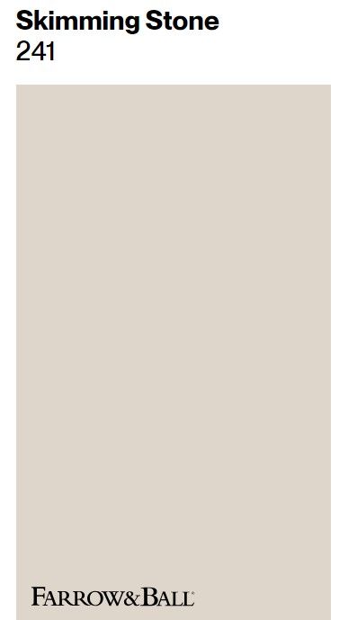 Farrow & Ball Skimming Stone 241 paint color swatch. #farrowandballskimmingstone Sherwin Williams Skimming Stone, Beige Farrow And Ball Paint Colors, Sandy Wall Color, Farrow And Ball Beige, Bone Paint Color, Skimming Stone Living Room, Warm Room Colors, Stone Color Paint, Farrow And Ball Neutrals