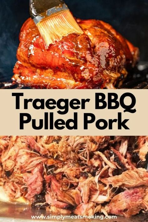 Smoked Pulled Pork on A Traeger Pellet Grill - Simply Meat Smoking Treager Smoker Recipes Pulled Pork, Smoked Bbq Pulled Pork, Pulled Pork Loin Smoker Recipes, Pulled Pork Smoker Recipes Traeger, Trager Grill Pulled Pork, Fast Traeger Recipes, Turkey In A Smoker, Pulled Pork On Pellet Grill, Pulled Pork Pellet Smoker