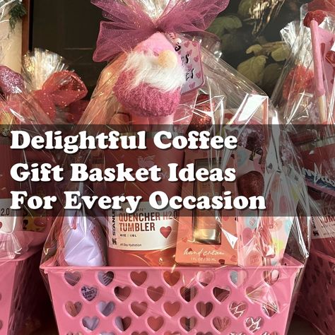 Looking for the perfect gift for coffee lovers? Check out these delightful coffee gift basket ideas for every occasion! From gourmet beans to sweet treats, these curated baskets are sure to impress. Whether it's a birthday, holiday, or just because, a coffee gift basket is the perfect way to show someone you care. Explore our collection now! Coffee Gift Baskets Ideas, Coffee Gift Basket Ideas, Coffee Gift Basket, Coffee Treats, Keurig Coffee, Diy Gift Baskets, Coffee Equipment, Flavored Syrup, Coffee Gift