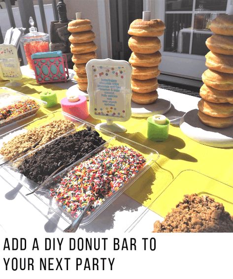 Party Themes - Sweet Lane Events Donut Bar Ideas, Diy Donut Bar, Raised Donuts, Donut Store, Toppings Bar, Diy Donut, Donut Toppings, Party Theme Ideas, Diy Donuts