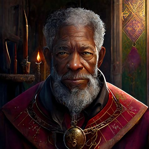 AI Art Wicked City, Black Warrior, Old Dragon, Male Portraits, Dnd Ideas, Morgan Freeman, Male Characters, Man Black, Fantasy Male