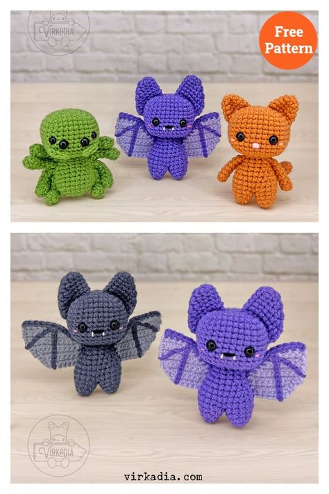 Crochet Autumn, Crochet Bat, Pocket Pal, Fall Crochet Patterns, Crochet Halloween, Bat Pattern, Pocket Pet, Halloween Crochet Patterns, Pink Yarn