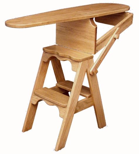 Amish Oak Jefferson Chair, Bachelor Chair, Onit, or Folding Ironing Board Chair-- i really really need one of these Ironing Board Chair, Folding Ironing Boards, Ladder Chair, Adirondack Chair Plans, Oak Chair, Folding Furniture, Amish Furniture, Furniture Factory, Ironing Board