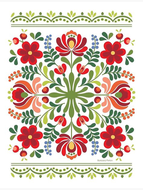 Hungarian Pattern Folk Art, Embroidery Designs Illustration, Folk Painting Tutorial, Hungarian Folk Art Pattern, Hungarian Flower Pattern, Hungarian Folk Embroidery, Folk Art Inspiration, Hungary Illustration, Hungary Embroidery