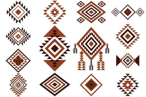 Aztec ethnic motif. Native american geometric pattern, colored mexican tribal art elements for logo tattoo fabric design. isolated set. Colorful ancient culture symbols or ornament by set. Native American Designs Pattern Art, Native American Fabric, Mexican Pattern, Navajo Pattern, Native American Patterns, Art Elements, Native American Design, Textile Logo, Adobo