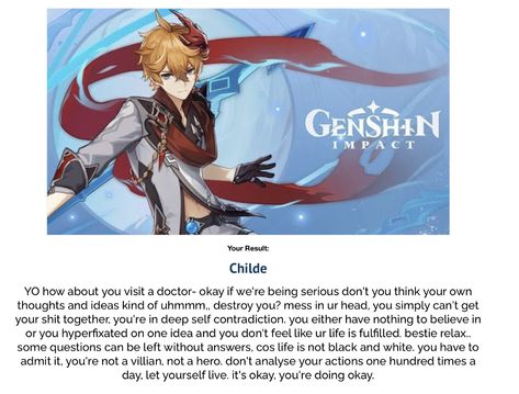 WHYY DO I NEVER GET A MENTALY STABLE CHARACTOR I GOT FURINA FISCHL OR CHILD ON EVERY ONE OF THESE Genshin Kin Quiz, Fischl Kinnie Bingo, Genshin Female Characters, Genshin Quiz, Fischl Kinnie, All Genshin Characters, Genshin Kin, Invader Zim Characters, Online Quiz