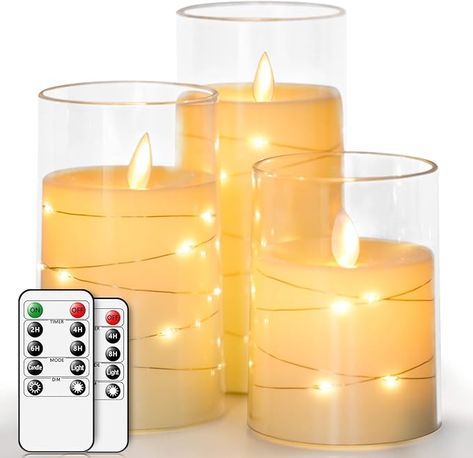 salipt LED Flameless Candles, Battery Operated Flickering Candles, Moving Flame Electric Candle Sets Glass Effect with Remote Timer, Set of 3, H 4" 5" 6" - Fairy Lights : Amazon.co.uk: Lighting Flameless Candles With Timer, Ivory Candles, Flowers Candles, Battery Candles, Led Pillar Candle, Mood Lights, Electric Candles, Flameless Led Candles, Battery Operated Candles