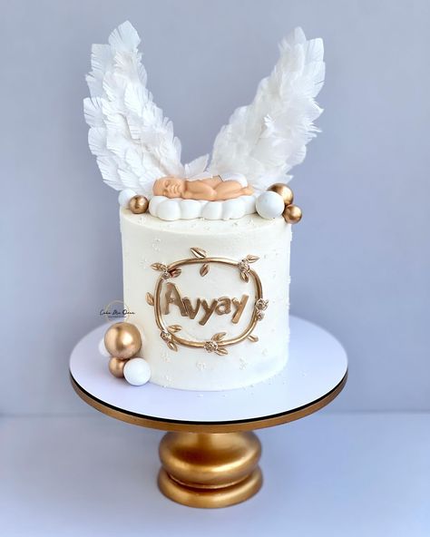 👼 Angels are heaven sent and everyone has a guardian angel of their own. They symbolize protection, purity, courage, love harmony, and protection. Stay tuned to see how I made this cake • • • #angels #angelswings #wings #babycake #christian #christianingcake #newborn #newborncake #baby #chefgitikaabbott #bakewithcakemeover #delhibakers Angel Cake Design, Bake Business, Angel Cake, Pretty Birthday Cakes, Heaven Sent, Baby Angel, Baby Cake, Guardian Angel, No Bake Cake