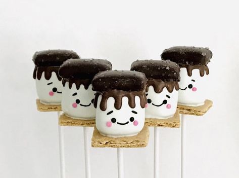 Smores Cake Pops Recipe, Camp Theme Cake Pops, Giant Marshmallow Pops, Smores Cakesicles, Smore Cake Pops, S’mores Cake Pops, Camping Cake Pops, Easy Cake Pop Designs, Smores Cake Pops