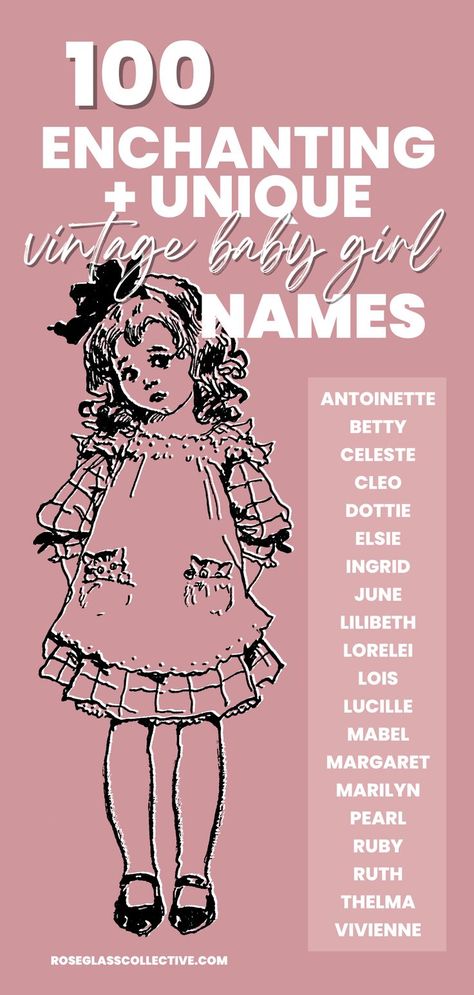 I think baby girl names from the 20s to the 60s are the cutest of all! They're not very common these days but we are definitely going to be seeing a resurgence of these names soon. #babynamesunique #femininebabygirlnames 60s Names, Vintage Girl Names, Old Lady Names, Vintage Baby Girl Names, Old Fashioned Baby Names, Vintage Baby Names, 60s Girl, Baby Name List