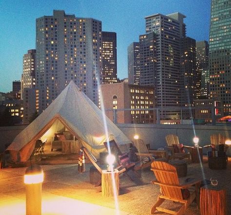 Rooftop urban camping - Teepees in the City - by Shelter Co Rooftop Camping Ideas, Rooftop Camping, Rooftop Landscape, Urban Camping, Resort Architecture, Roof Top, Top Hotels, Money Making, Tent Camping