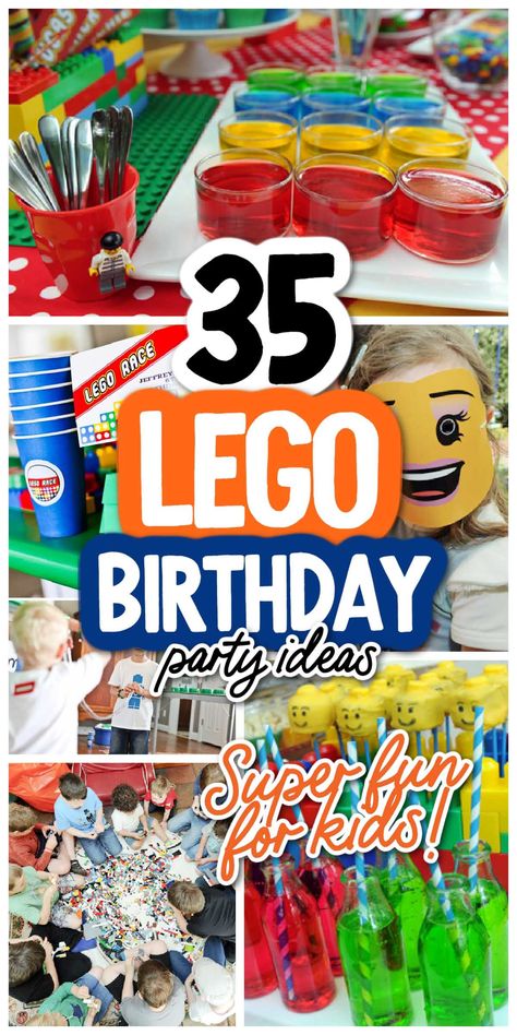 35 LEGO Themed Birthday Party Ideas Lego Kids Birthday Party, Birthday Party Ideas For 6 Year Boy, 8 Year Birthday Party Theme, Birthday Ideas For 6 Year Boy, 7th Birthday Party For Boys Ideas, Boys 5th Birthday Party Ideas Themes, Sixth Birthday Theme Boy, Lego Cupcakes For Boys, Boys 6th Birthday Party Ideas Themes