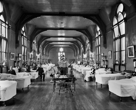 Leeds General Infirmary, 1895 - interior view of Ward 6 Old Hospital, Interior View, Community Living, Medical History, Old Buildings, Black White Photos, Downton Abbey, Black And White Photographs, What Is Life About