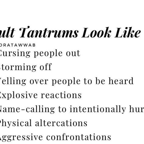 Nedra Glover Tawwab, Therapist on Instagram: "{Adults have tantrums too.}⁣ ⁣ Not feeling heard, misreading the situation, anger, inability to express your feelings, or perceiving the situation as unfair is the source of most adult tantrums. ⁣ ⁣ Tantrums happen as a result of an inability to regulate emotions appropriately. ⁣ ⁣ Here are a few tips on handling an adult who is having a tantrum: ⁣ • Don't take it personally. It's not your fault. ⁣ • Allow them time to cool off before trying to have Adult Temper Tantrums Quotes, Temper Tantrums Funny, Tantrums Quotes, Not Feeling Heard, Feeling Heard, Regulate Emotions, It's Not Your Fault, Anger Quotes, Dont Take It Personally