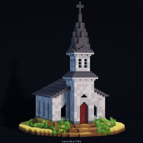 Minecraft Chapel Ideas, Medieval Church Minecraft, Chapel Minecraft, Church Minecraft Ideas, Minecraft Church Small, Minecraft Chapel, Spooky Minecraft Builds, Spooky Minecraft, Build Ideas Minecraft