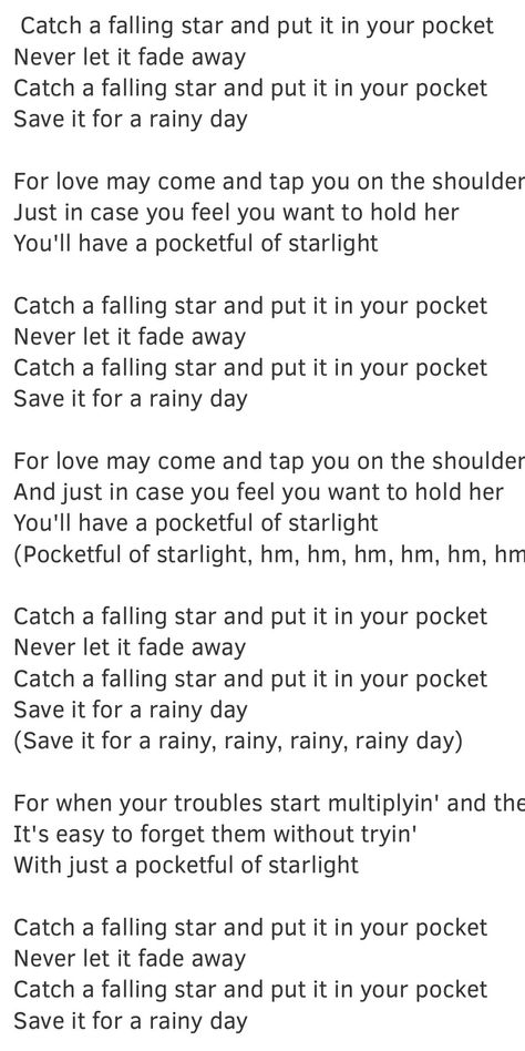 Catch a Falling Star - Perry Como Catch A Falling Star Song, Catch A Falling Star Quote, Rhyming Poems For Kids, Lullaby Lyrics, Family Daycare, Grandkids Quotes, Mary Oliver Poems, Catch A Falling Star, Xmas Carols