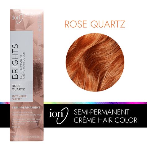 ion Color Brilliance Semi-Permanent Brights Hair Color are high-fashion hair colors designed to give vivid, boldly intense results. Ion Rose Quartz Semi Permanent Hair Color | Orange | 2.05 oz. | Sally Beauty Ion Hair Colors, Golden Hair Color, Ion Color Brilliance, Hair Colour Design, High Fashion Hair, Sally Beauty Supply, Hair Color Orange, Wella Color Charm, Liquid Hair