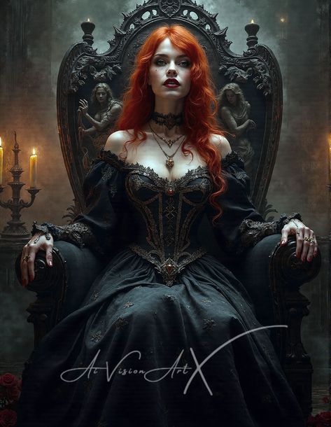 "The queen of darkness" . 📝Created with ComfyUI 🖌Edited with Photopea . . Follow ➡️@aivisionartx . #queen #redhead #illustration #darkness #throne #darklady #portrait #expression #gothic #queengothic #fluxai   #art #digitalart #Artcurator #flux #digitalartwork #artgallery #artoftheday #aiart #modernart #digitaldrawing #artificialintelligence #digitalart #instaart #instaartist #aiartwork #AI Queen On Throne Art, Redhead Illustration, Queen On Throne, Throne Art, Portrait Expression, Queen Of Darkness, Art Curator, The Queen, Insta Art