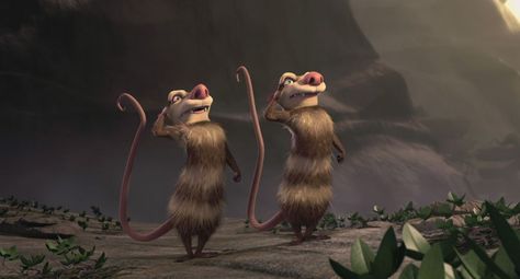 Possum Salute Ice Age Funny, Ice Age Movie, Ice Age Movies, Dinosaur Hunter, Ground Sloth, Blue Sky Studios, Brother From Another Mother, Dreamworks Trolls, Cartoon Wallpaper Iphone