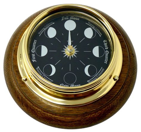 Tabic Prestige Brass Moon Phase Clock Mounted On A English Oak Mount: Amazon.co.uk: Kitchen & Home Fur Rug Living Room, Roman Clock, Moon Clock, New Moon Phase, Tide Clock, Oak Mantel, Moon Orbit, Oak Wall, Shelf Clock