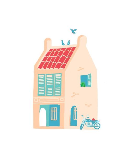 House Illustration Art Aesthetic, House Graphic Illustration, Townhouse Illustration, House Illustration Simple, Birdhouse Illustration, Houses Illustration, Scandinavian Illustration, Pen Artwork, Illustration House