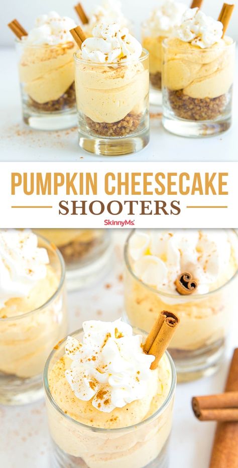 Dessert Recipes Cheesecake, Cheesecake Shop, Dessert Shooters Recipes, Pumpkin Dessert Recipes, Cheesecake Shooters, Shot Glass Desserts, Dessert Pumpkin, Shooter Recipes, Recipes Cheesecake