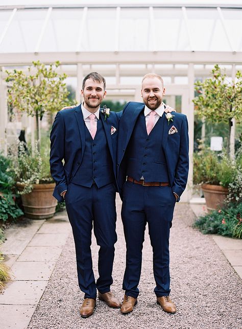 Next Suit Blue Broom Pink Tie Tan Shoes Pretty Floral Wonderland DIY Wedding http://www.victoriaphippsphotography.co.uk/ Navy Blue Suit With Dusty Pink Tie, Suit Prom, Wedding Whimsical, Church Wedding Decorations, Blue Suit Men, Blue Suit Wedding, Suit Blue, Garden Wedding Decorations, Whimsical Wonderland