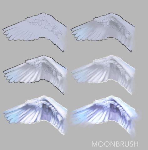 Wings Sketch, Feather Drawing, Wings Drawing, Concept Art Tutorial, Drawing Tutorial Face, Digital Painting Techniques, Body Drawing Tutorial, Paint Brush Art, Feather Painting