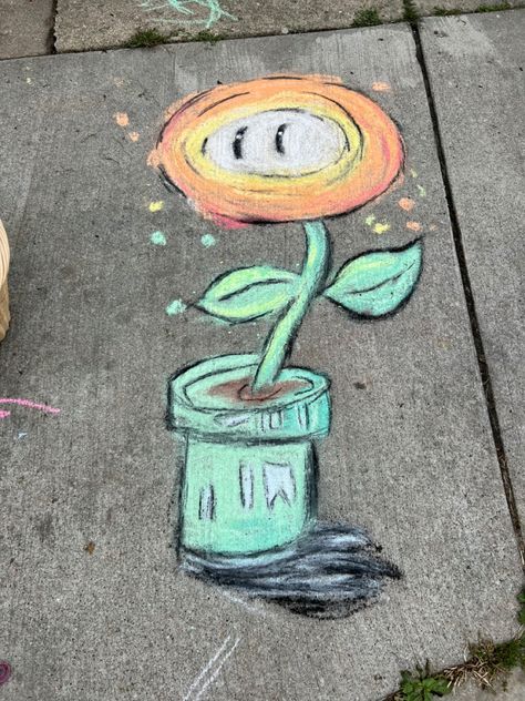 Flower Chalk Art, Summer Chalk Art, Chalk Doodles, Chalk Flowers, Street Chalk Art, Fun Chalk Art, Chalk Ideas, Chalk Design, Sidewalk Chalk Art