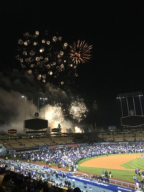 La Dodgers Aesthetic, Dodger Game Aesthetic, Dodger Stadium Aesthetic, Dodger Aesthetic, Dodgers Aesthetic, Alexa + Core + Aesthetic, Mlb Aesthetic, Night Fireworks, Dodgers Stadium