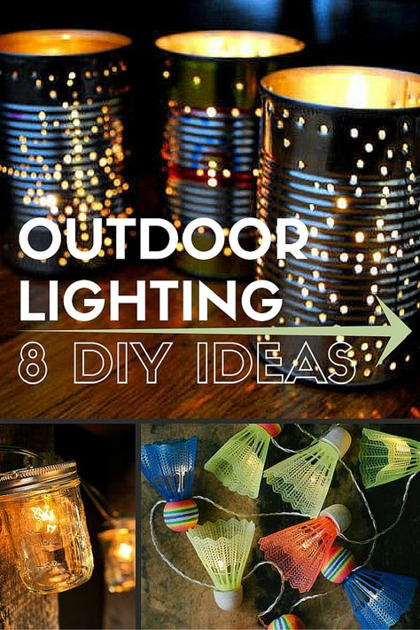 Make your outdoor spaces twinkle with atmosphere with one of these DIY outdoor lighting projects. Diy Garden Patio, Diy Outdoor Lighting, Outdoor Space Design, Diy Outdoor Decor, Backyard Lighting, Outdoor Diy Projects, Patio Lighting, Outdoor Solar Lights, Light Project