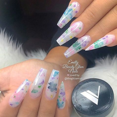 🌸 MILK BATH NAILS - Inspo Milky Floral Nails, Unconventional Nails, Random Nails, Spring Ball, Clear Acrylic Nails, Edgy Nails, Polygel Nails, Vibrant Nails, Tip Nails