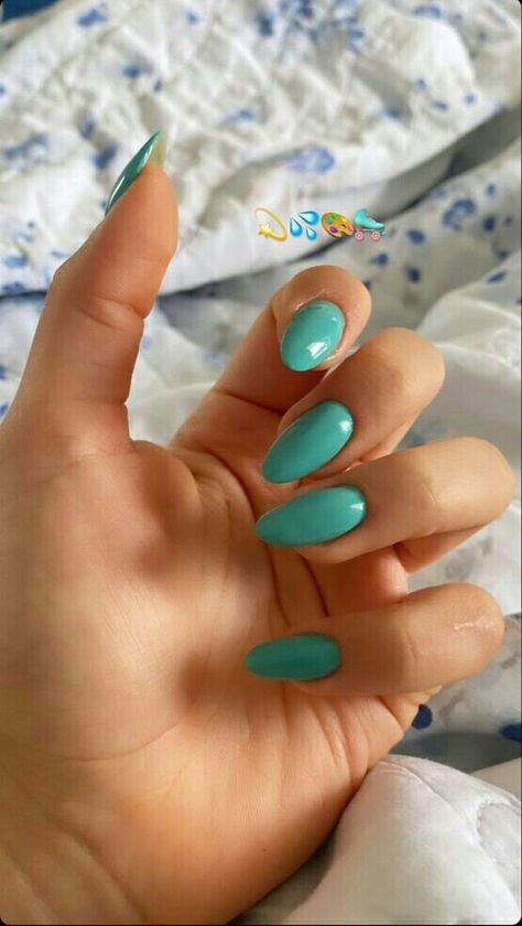 Teal Acrylic Nails, Acrylic Nails Almond Shape, Teal Nails, Retro Nails, Gel Nails Diy, Almond Acrylic Nails, Oval Nails, Xmas Nails, Dream Nails