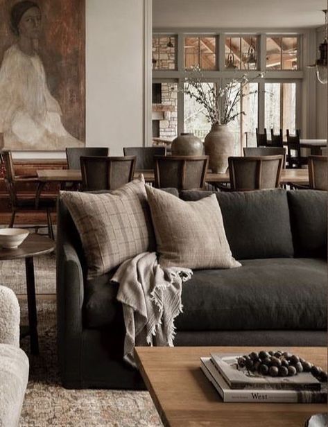 Earth Tone Living Room, Moody Living Room, Earthy Living Room, Neutral Living Room, Living Room Colors, Living Room Inspo, New Living Room, Neutral Decor, Couches Living Room