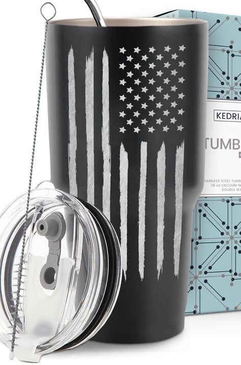 PRICES MAY VARY. 🔸 Perfect American Gifts for Men: Our tumbler is a thoughtful way of showing support to your patriotic loved ones! They will surely love this cup as it does not only have a cool design, but it also is a very useful item to have! Your best choice for travel mug American, American flag tumbler with straw, patriotic gifts, patriotic cups, Father's Day & Christmas gift for patriotic dads! 🔸Meaningful Design: Designed with love in Austin, TX, your loved one will love this tumbler's Black Flag Tumbler, American Flag Tumbler Cup, Patriotic Cups, American Flag Tumbler, Flag Tumbler, American Gifts, Patriotic Gifts, Vacuum Flask, Royal Jewelry