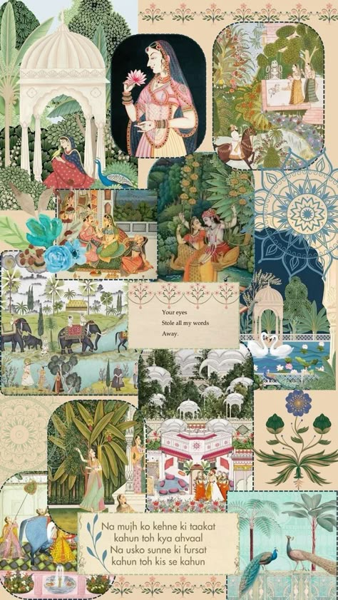 Mughal Art Wallpaper, Mughal Inspired Moodboard, Mughal Era Mood Board, Mughal Royal Aesthetic, Indian Mood Board Inspiration, Indian Heritage Aesthetic, Mughal Mood Board, Mughal Empire Aesthetic, Desi Background