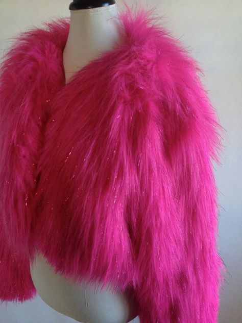 Pink Fur Jacket, Pink Fur, Pink Faux Fur, Pink Vibes, Fake Fur, Metallic Pink, Cropped Jacket, Faux Fur Jacket, Hot Pink